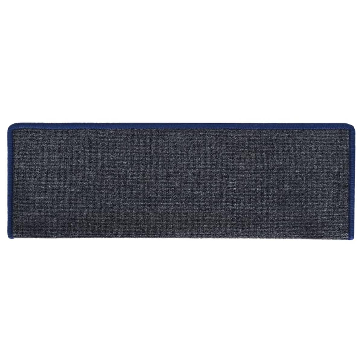 Alfombras de peldaños de escalera 15 uds gris y azul 65x25 cm