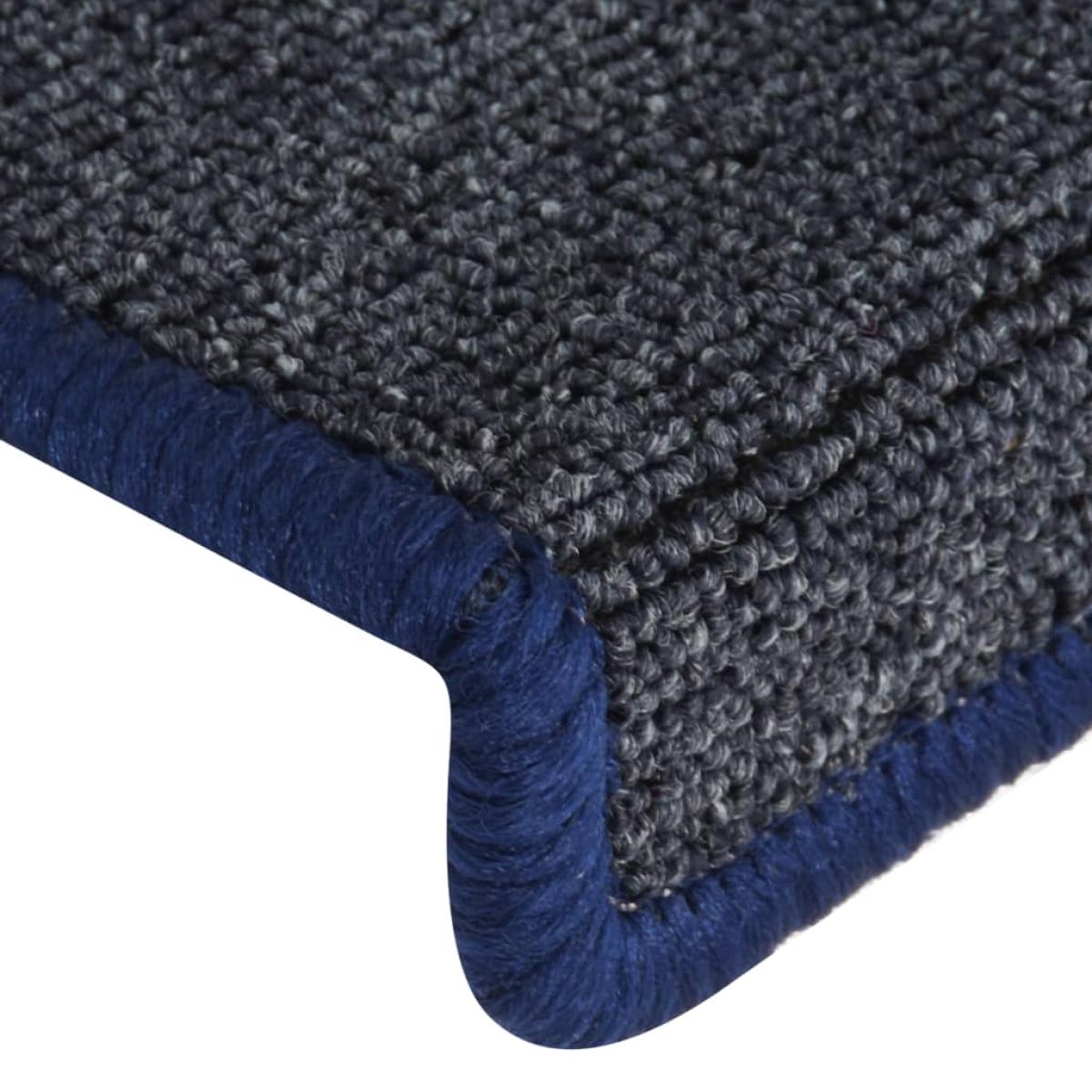 Alfombras de peldaños de escalera 15 uds gris y azul 65x25 cm