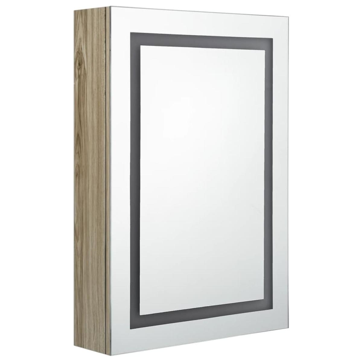 Armario de baño con espejo LED color roble 50x13x70 cm