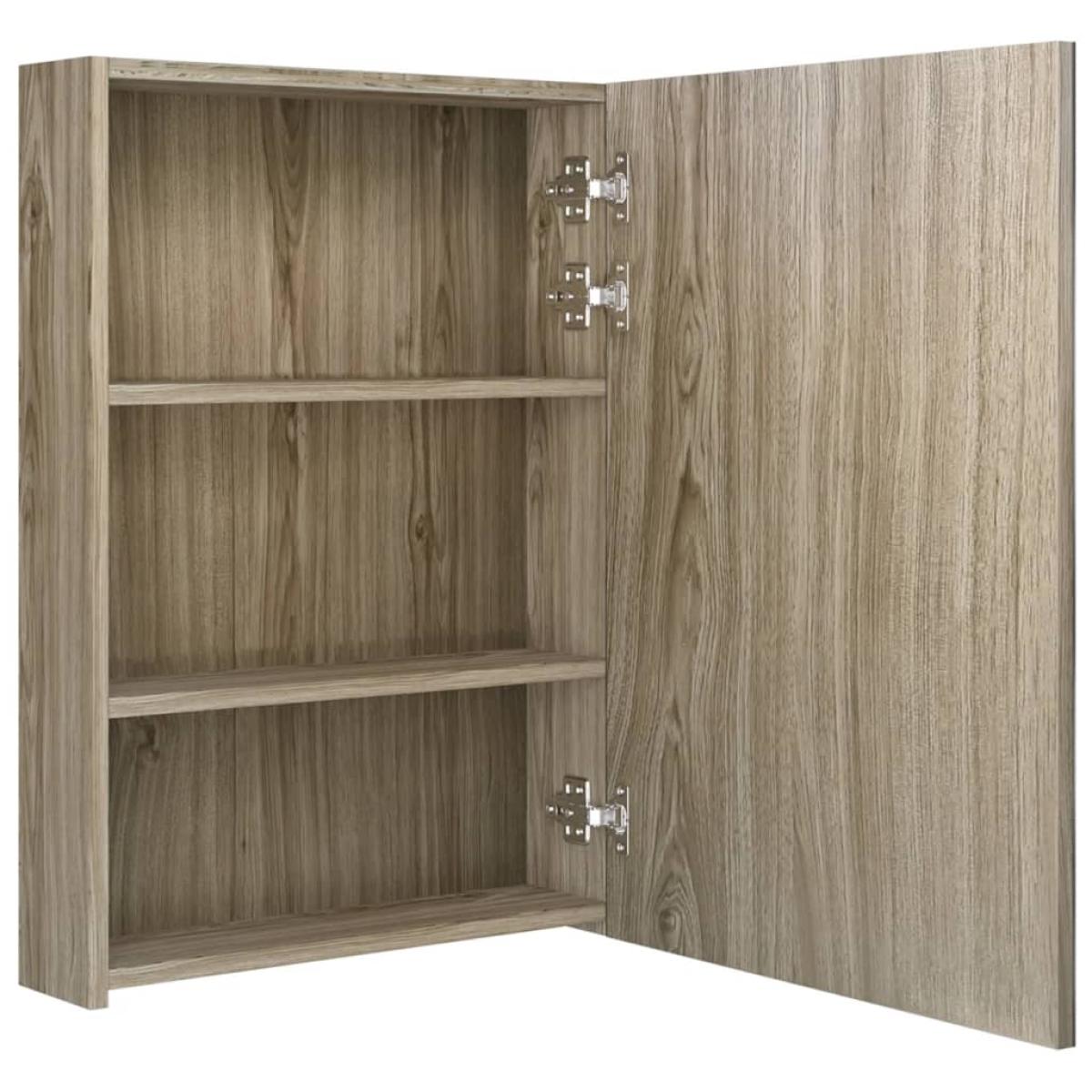 Armario de baño con espejo LED color roble 50x13x70 cm
