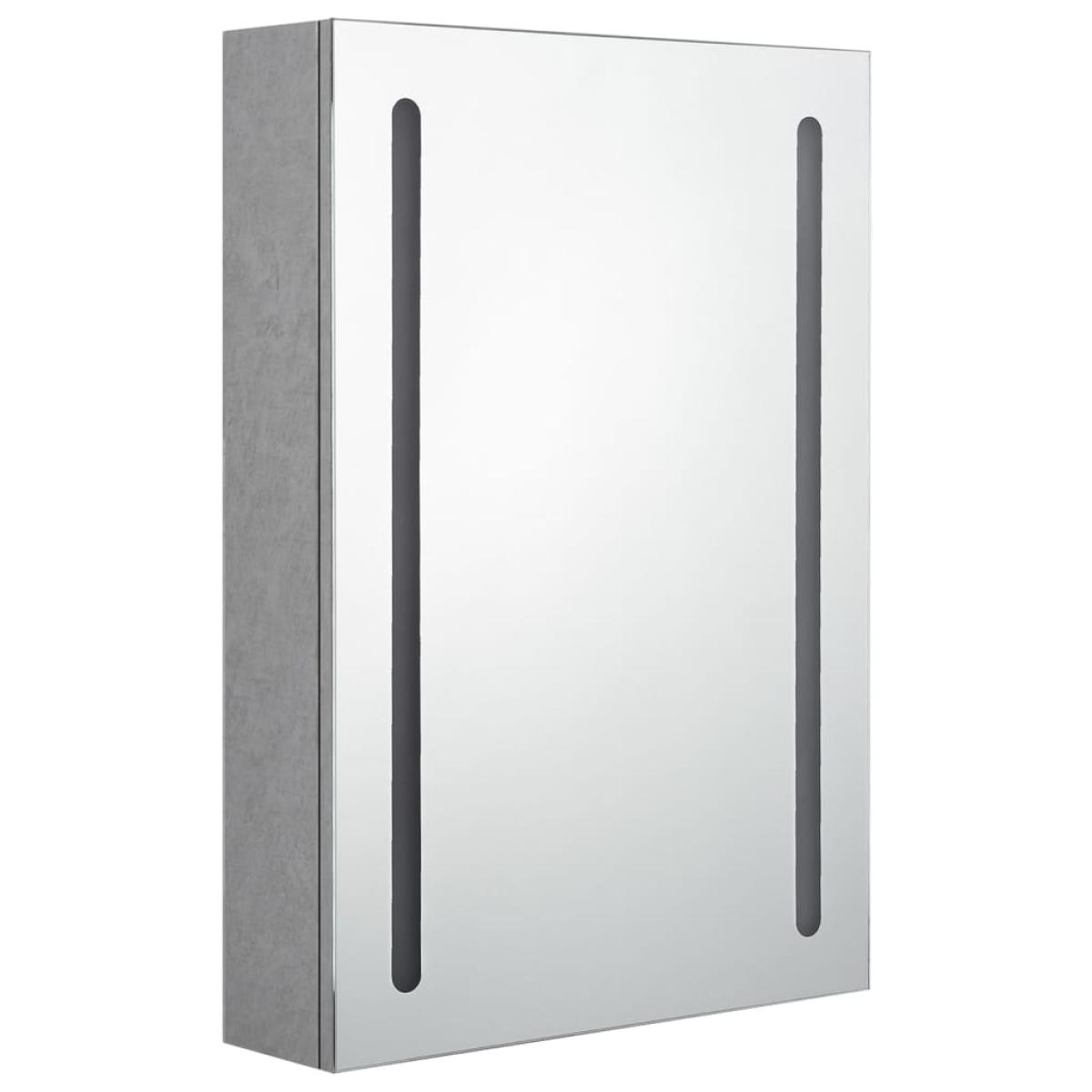 Armario de baño con espejo LED gris hormigón 50x13x70 cm