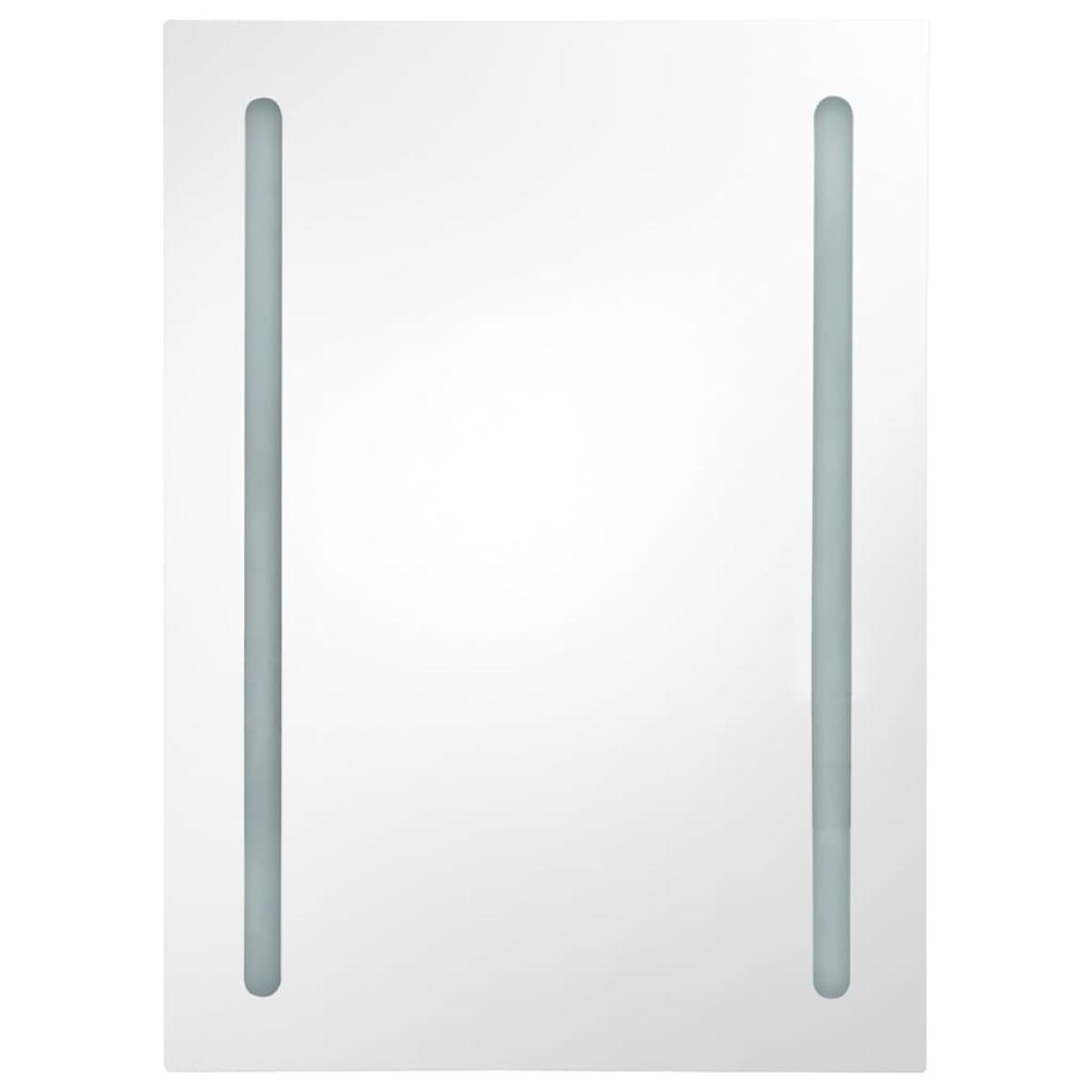 Armario de baño con espejo LED gris hormigón 50x13x70 cm