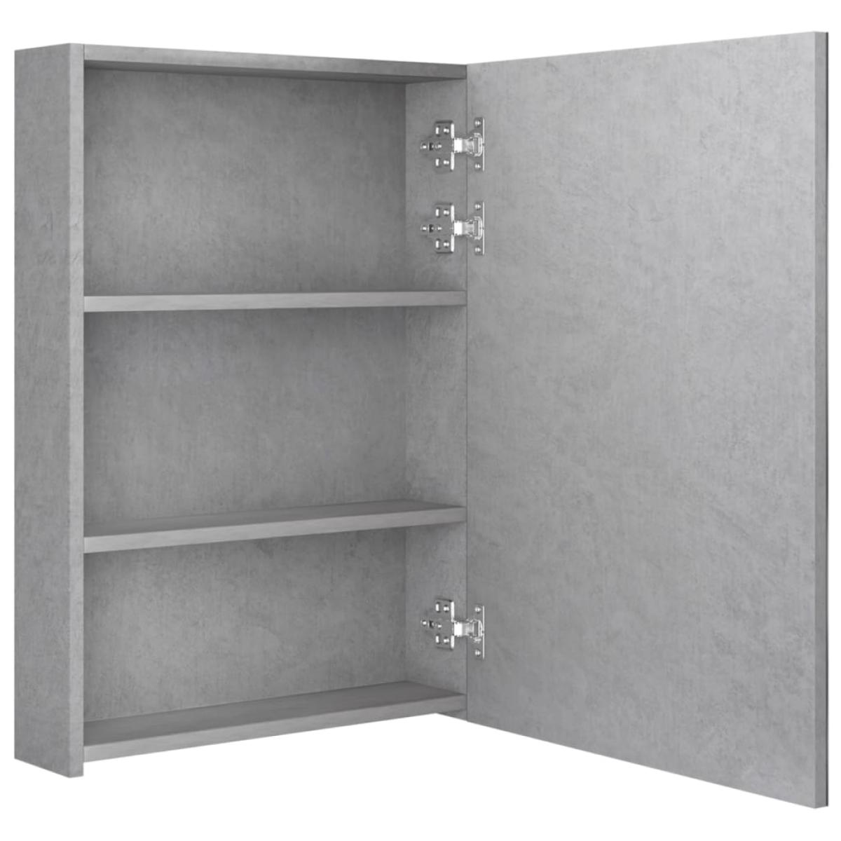 Armario de baño con espejo LED gris hormigón 50x13x70 cm