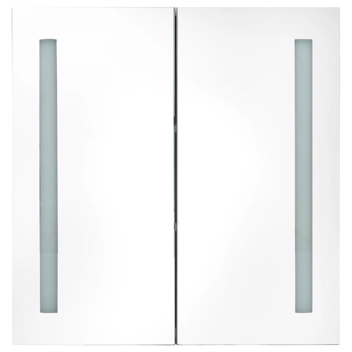 Armario de cuarto de baño con espejo y LED roble 62x14x60 cm