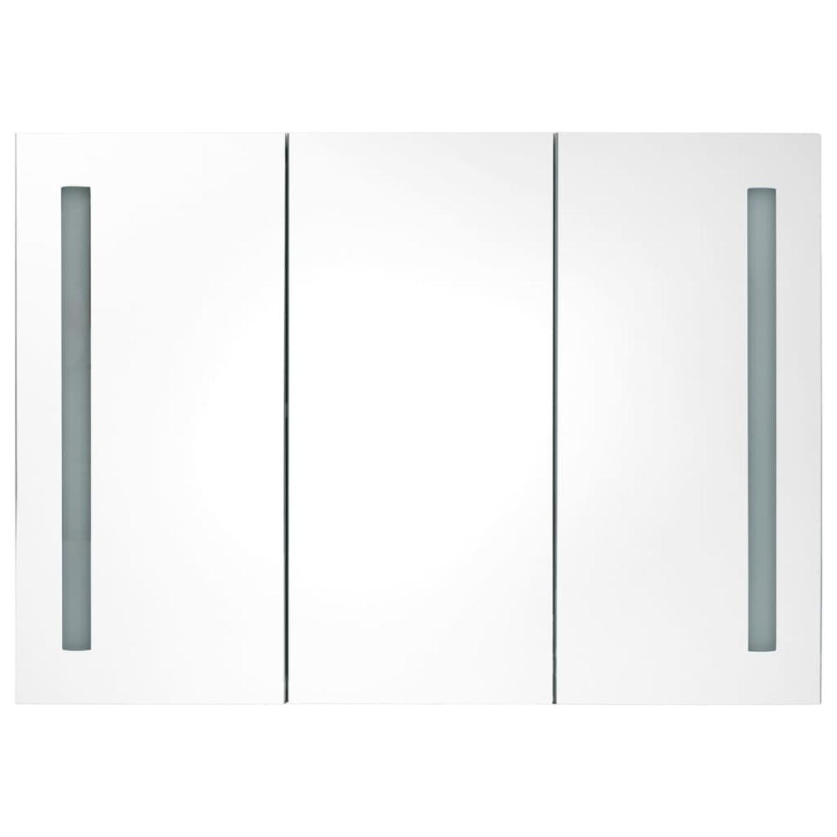 Armario cuarto de baño con espejo LED 89x14x62 cm negro brillo
