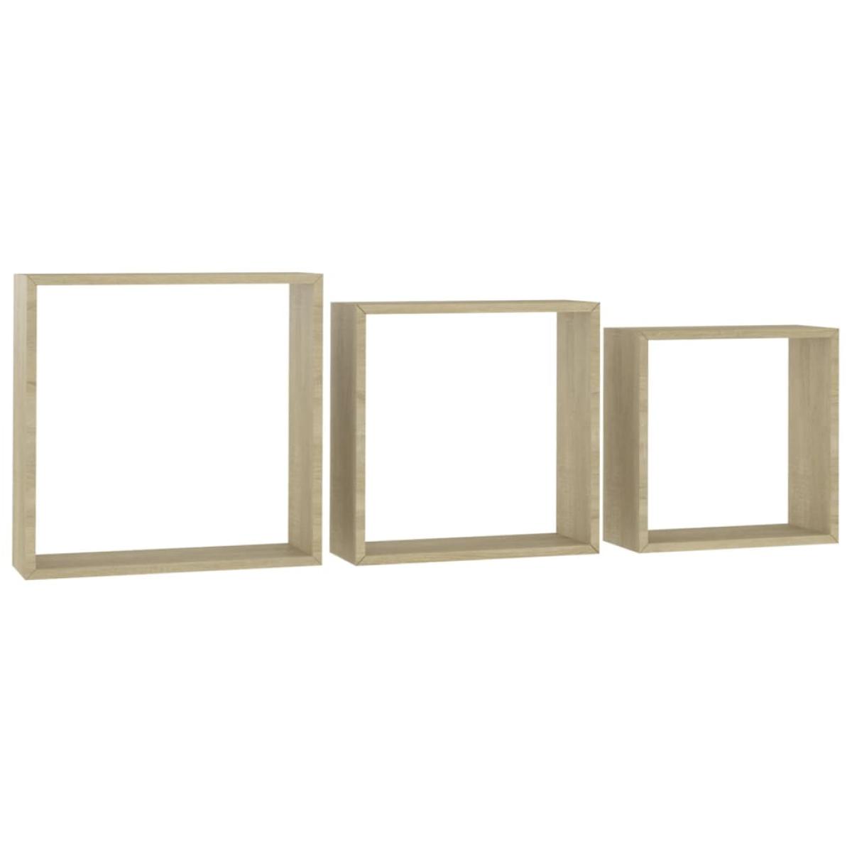 Estanterías de cubos de pared 3 piezas color roble Sonoma