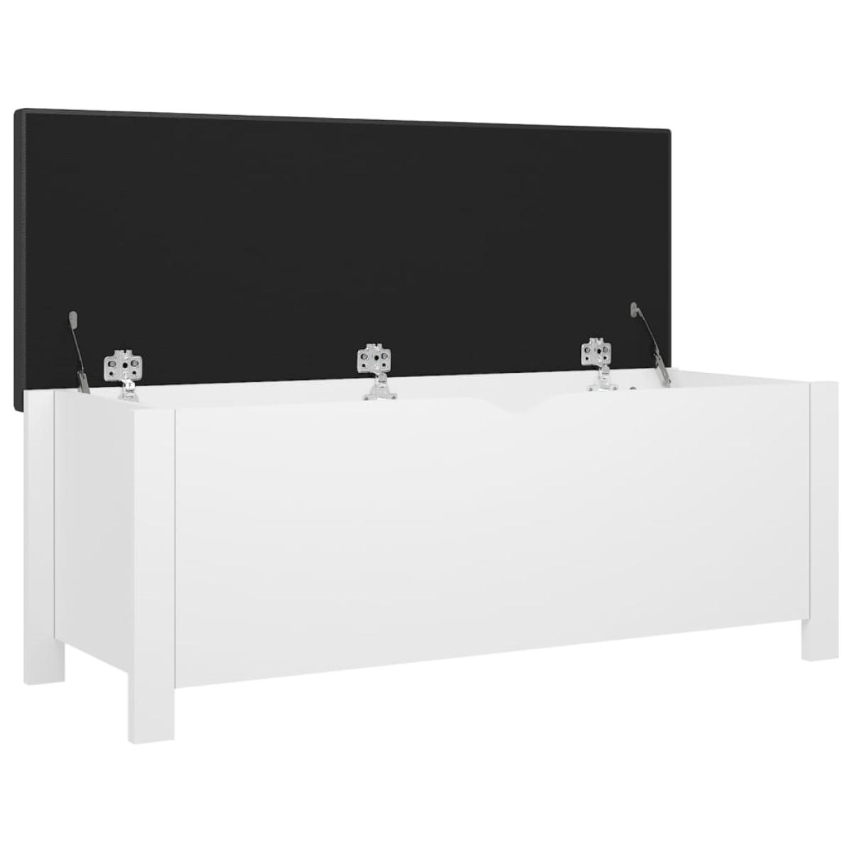 Caja de almacenamiento cojín contrachapada blanco 105x40x45 cm