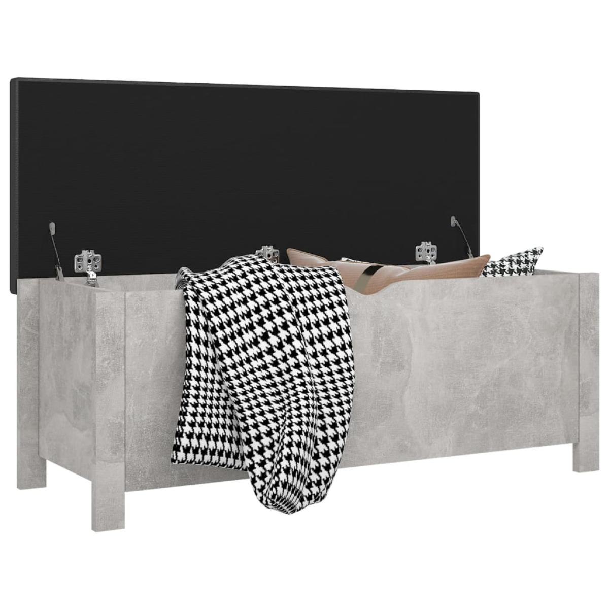 Caja de almacenaje aglomerado cojín gris hormigón 105x40x45 cm