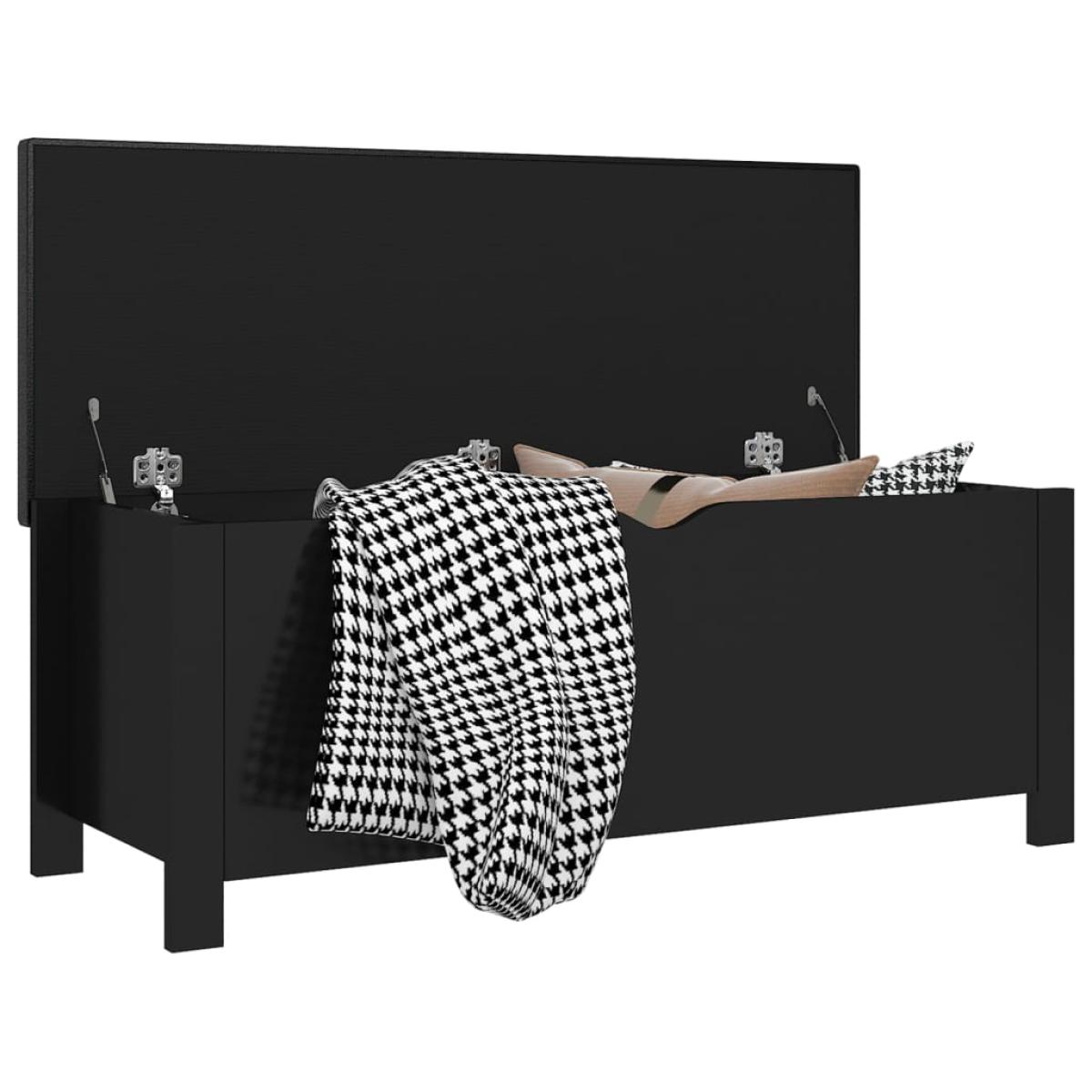 Caja almacenaje aglomerado con cojín negro brillo 105x40x45 cm