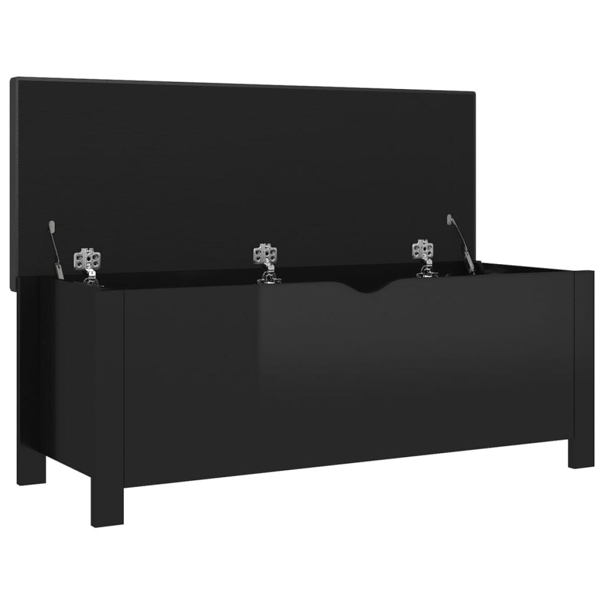 Caja almacenaje aglomerado con cojín negro brillo 105x40x45 cm