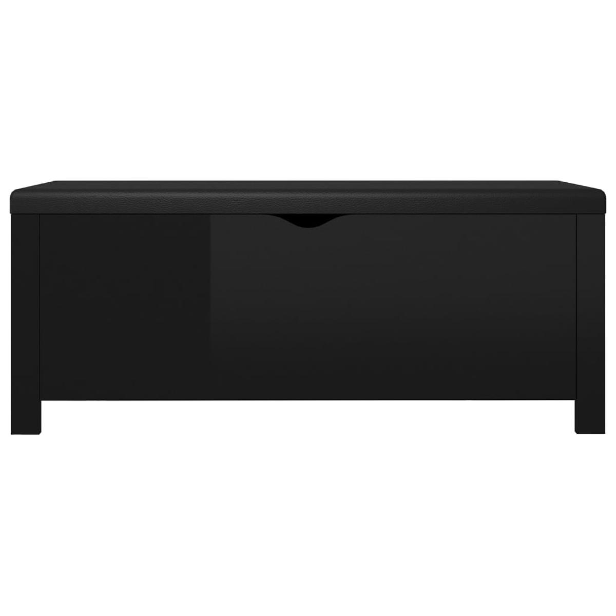 Caja almacenaje aglomerado con cojín negro brillo 105x40x45 cm