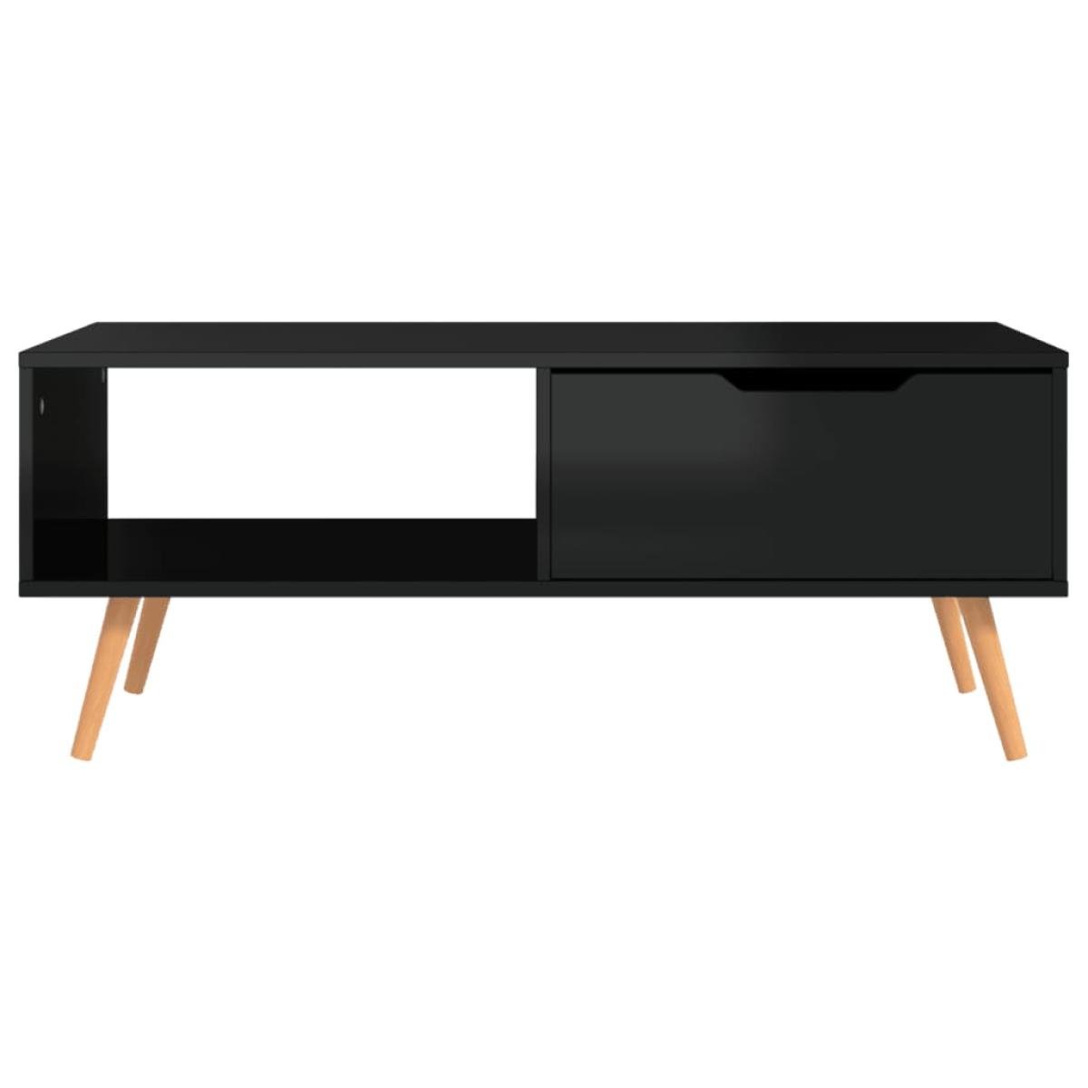 Mesa de centro de aglomerado negro brillante 100x49,5x43 cm