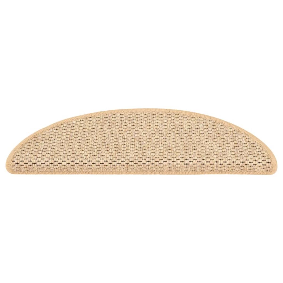 Alfombrilla autoadhesiva escalera sisal 15 uds beige 56x17x3 cm