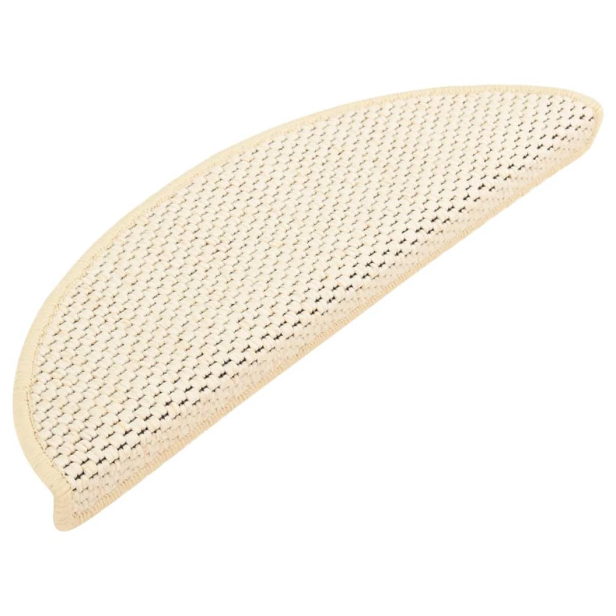 Alfombrilla autoadhesiva escalera sisal 15 uds crema 56x17x3 cm