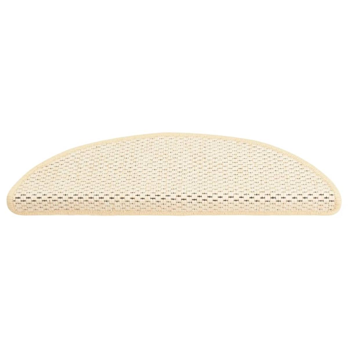 Alfombrilla autoadhesiva escalera sisal 15 uds crema 56x17x3 cm