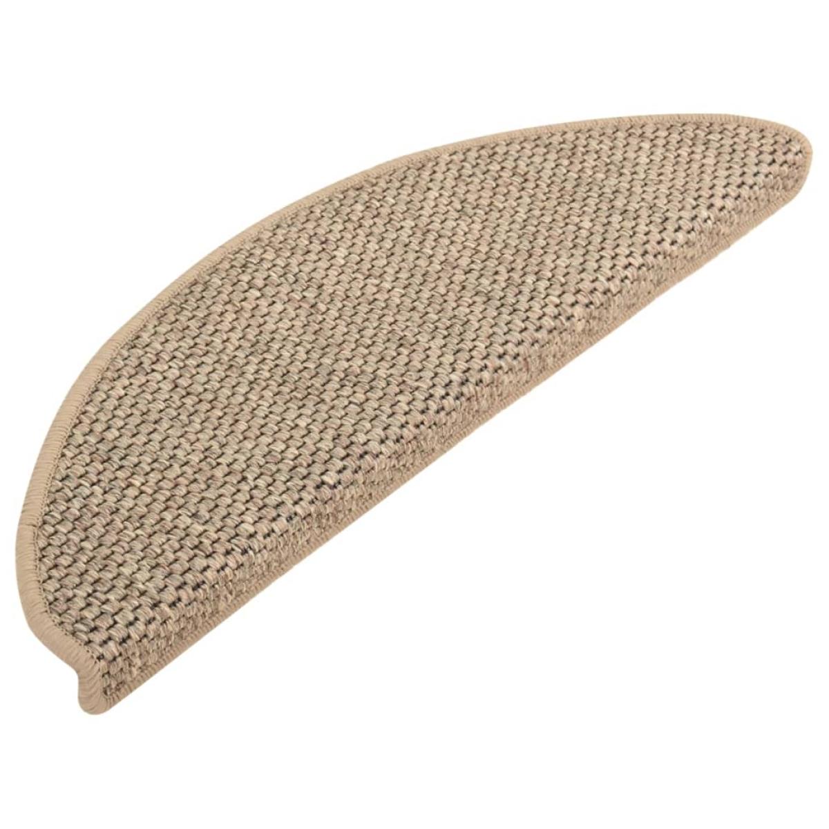 Alfombrilla autoadhesiva escalera sisal 15 uds beige 65x21x4 cm