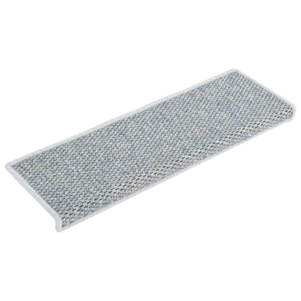 Alfombrilla autoadhesiva escalera sisal 15 uds azul 65x21x4 cm