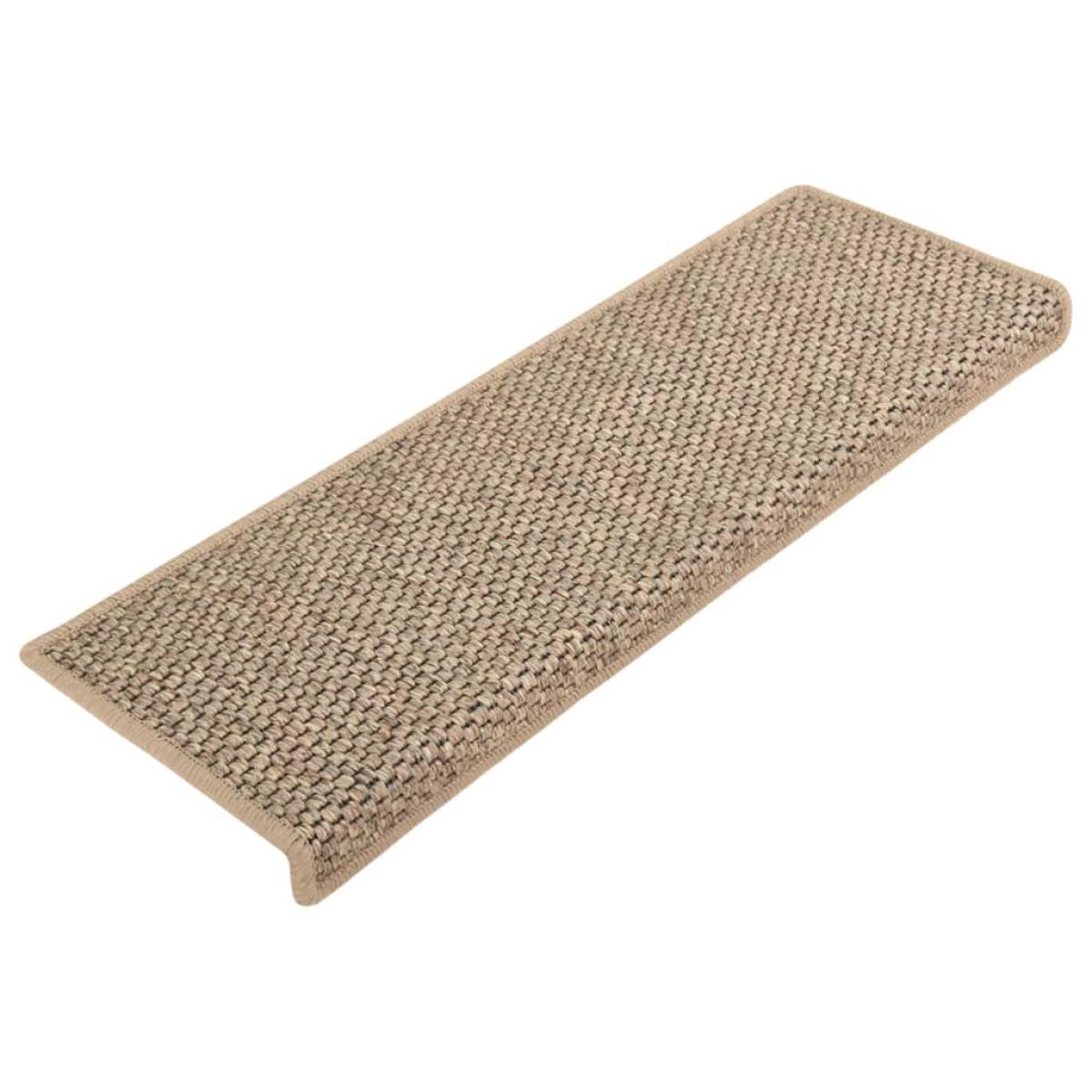 Alfombrilla autoadhesiva escalera sisal 15 uds beige 65x21x4 cm