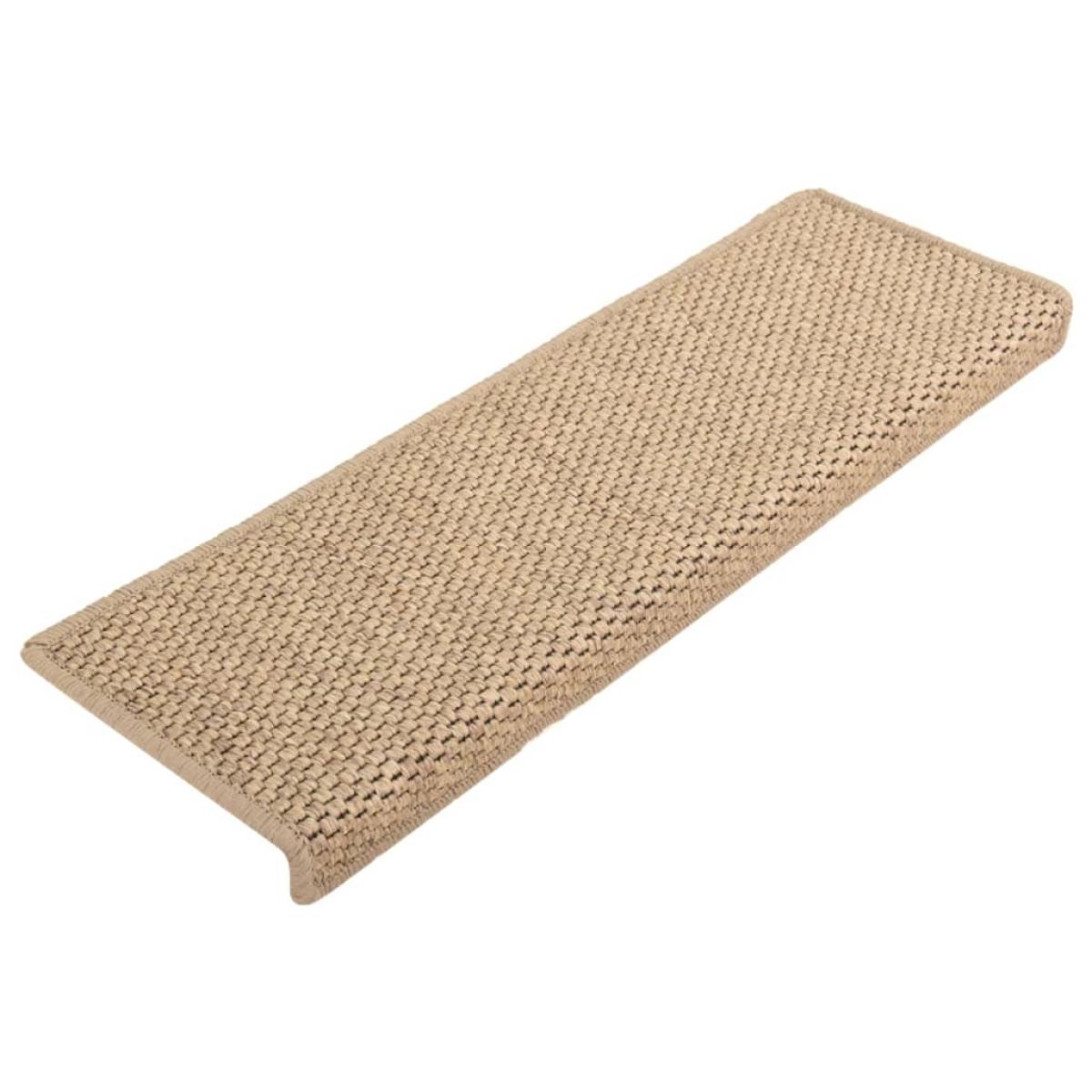 Alfombrilla autoadhesiva escalera sisal 15 uds arena 65x21x4 cm