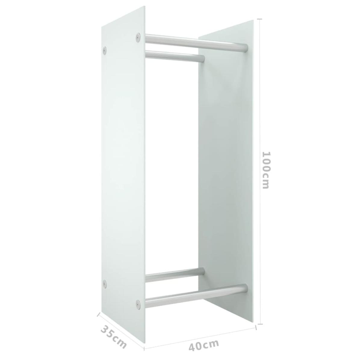 Leñero de vidrio templado blanco 40x35x100 cm