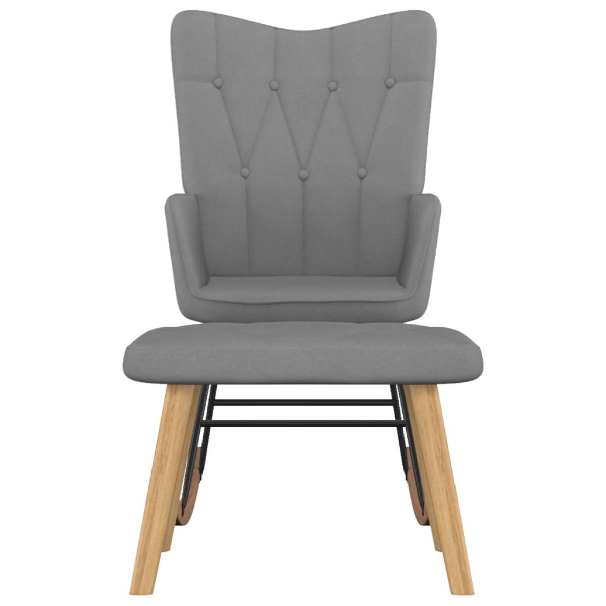 Silla mecedora con reposapiés tela gris oscuro