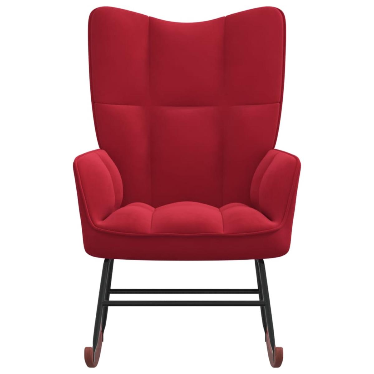 Silla mecedora de terciopelo rojo vino tinto