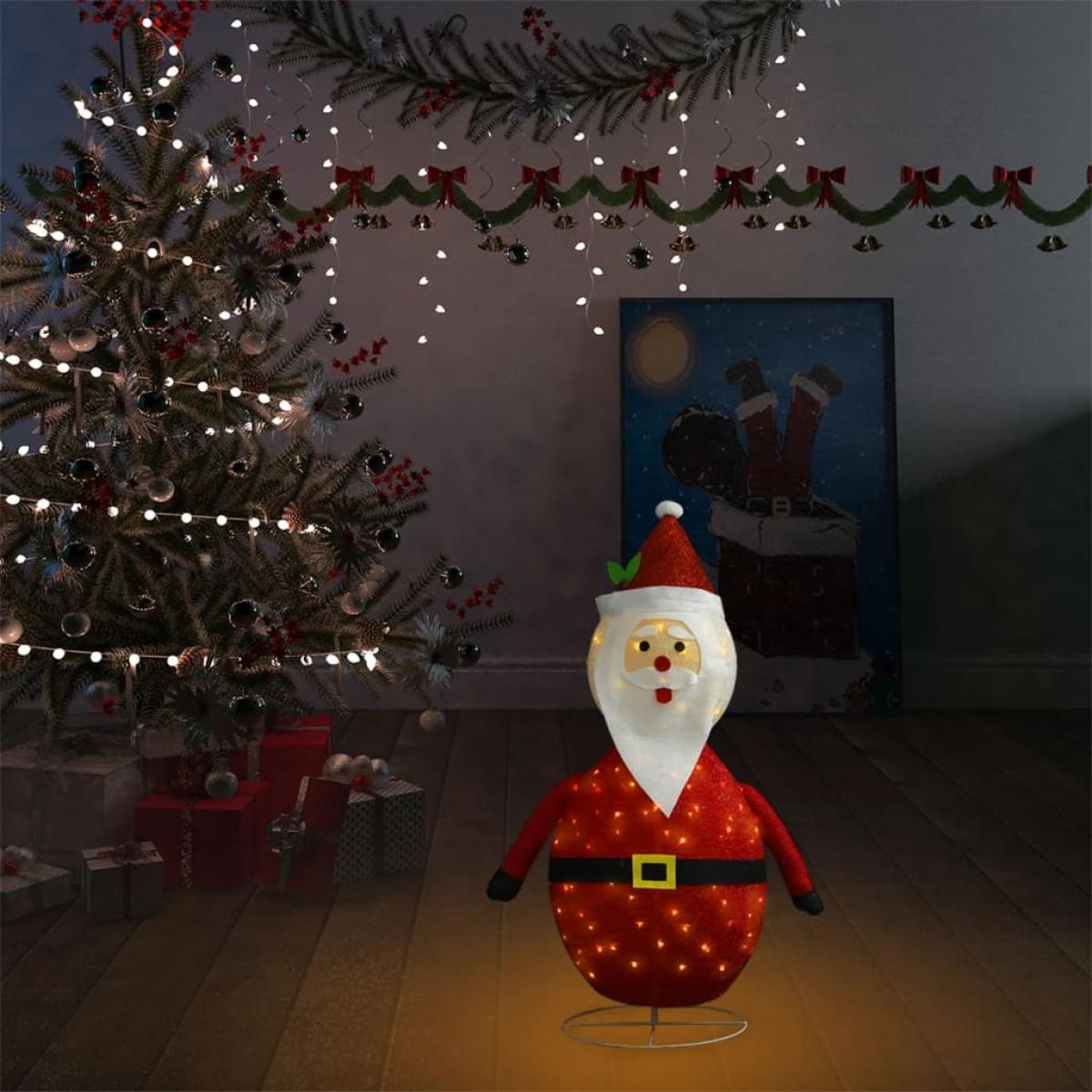 Figura decorativa navideña de Papá Noel LED tela lujosa 60 cm