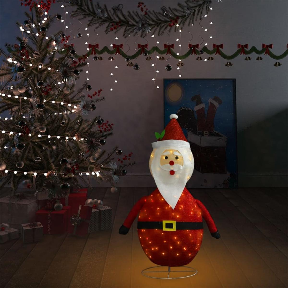 Figura decorativa navideña de Papá Noel LED tela lujosa 90 cm