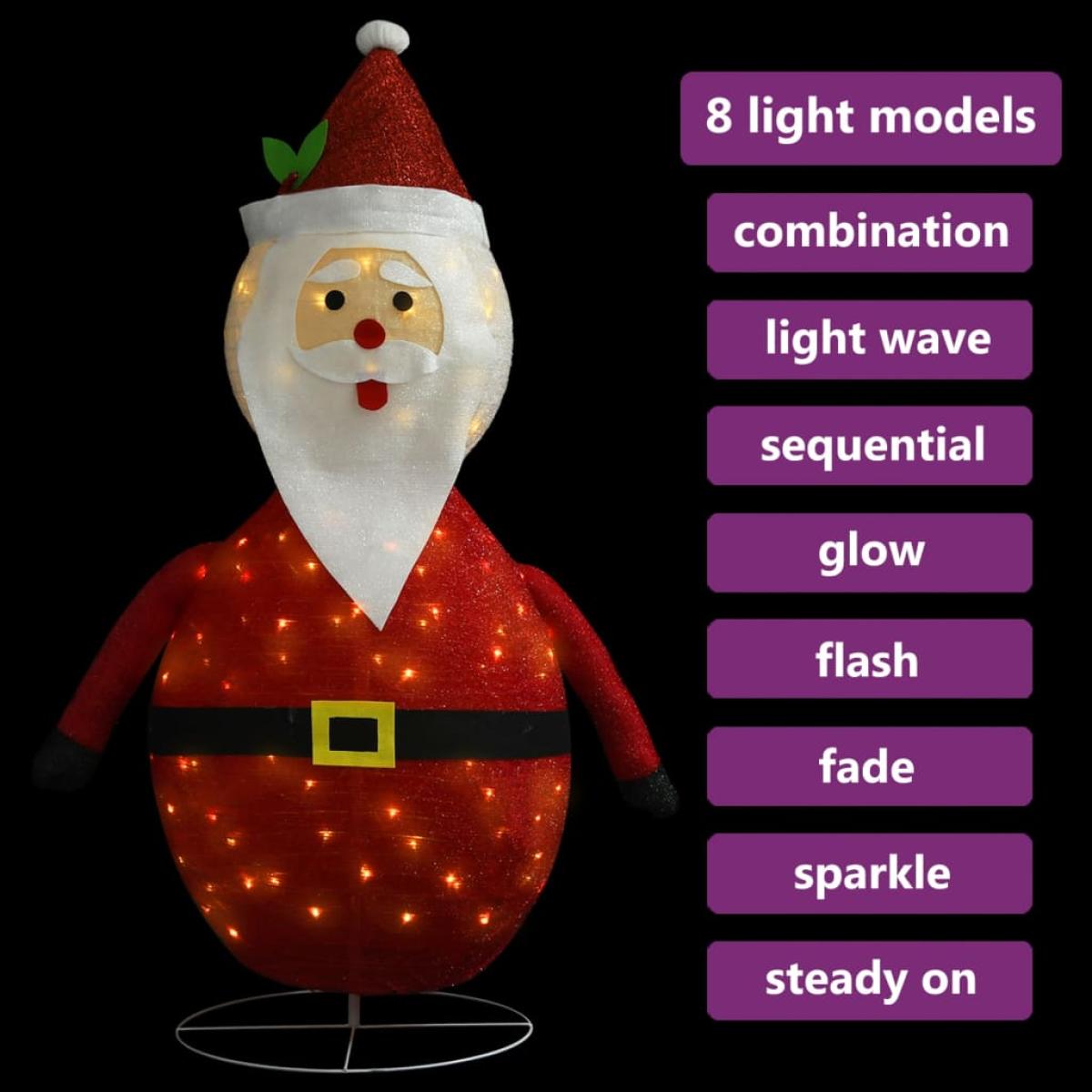 Figura decorativa navideña de Papá Noel LED tela lujosa 90 cm