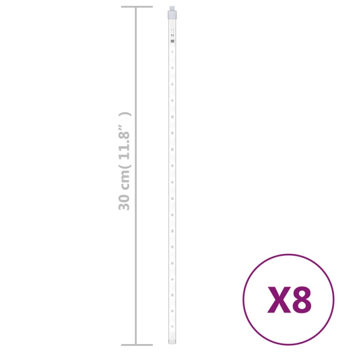 Luces de meteorito 8 uds 192 LED 30 cm blanco frío
