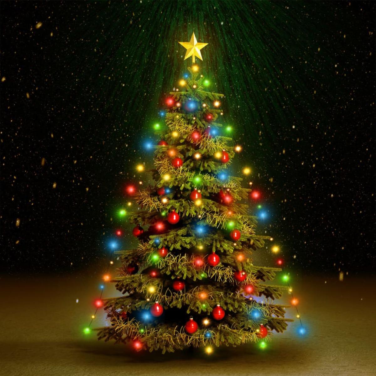 Red de luces de árbol de Navidad 210 LEDs de colores 210 cm