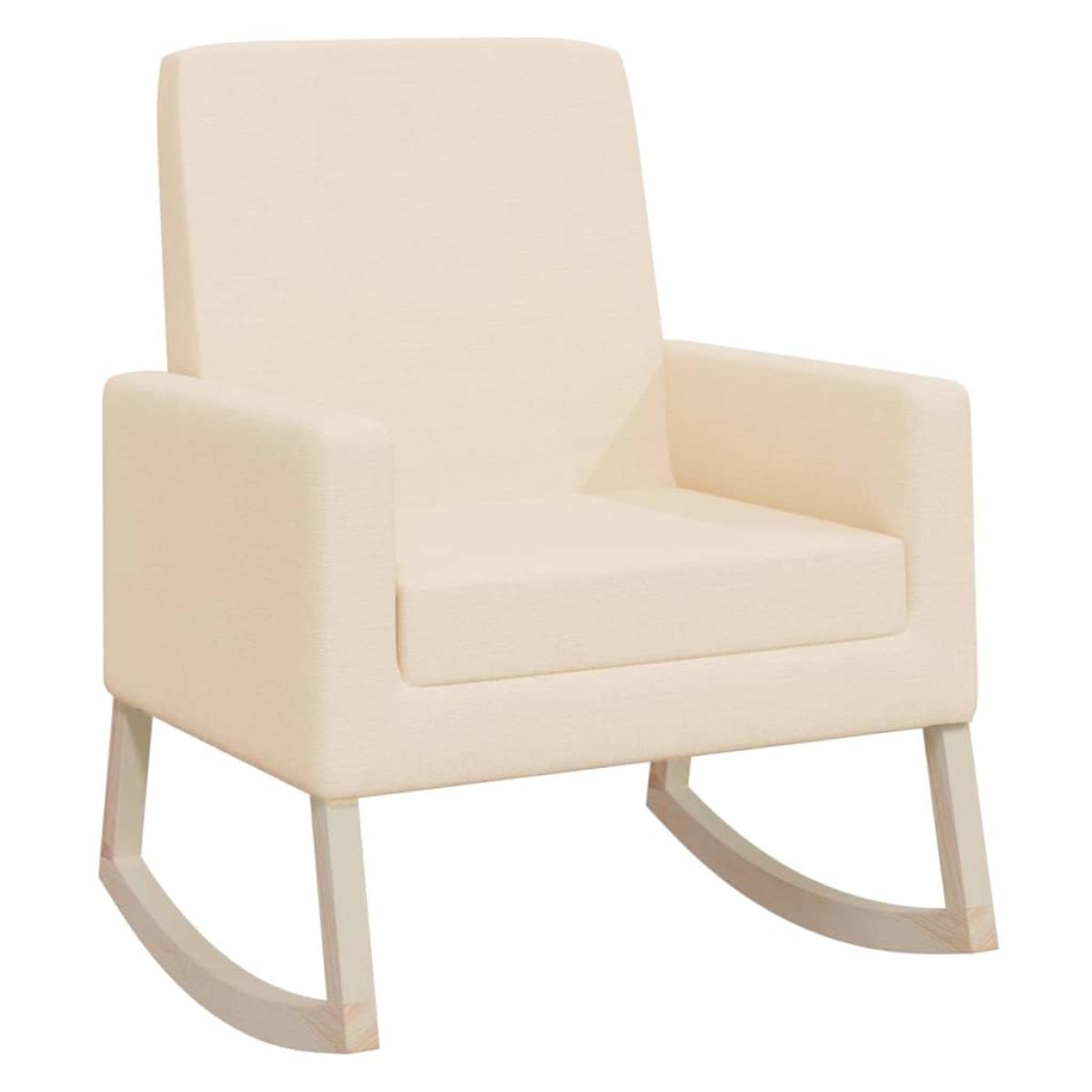 Silla mecedora de tela crema