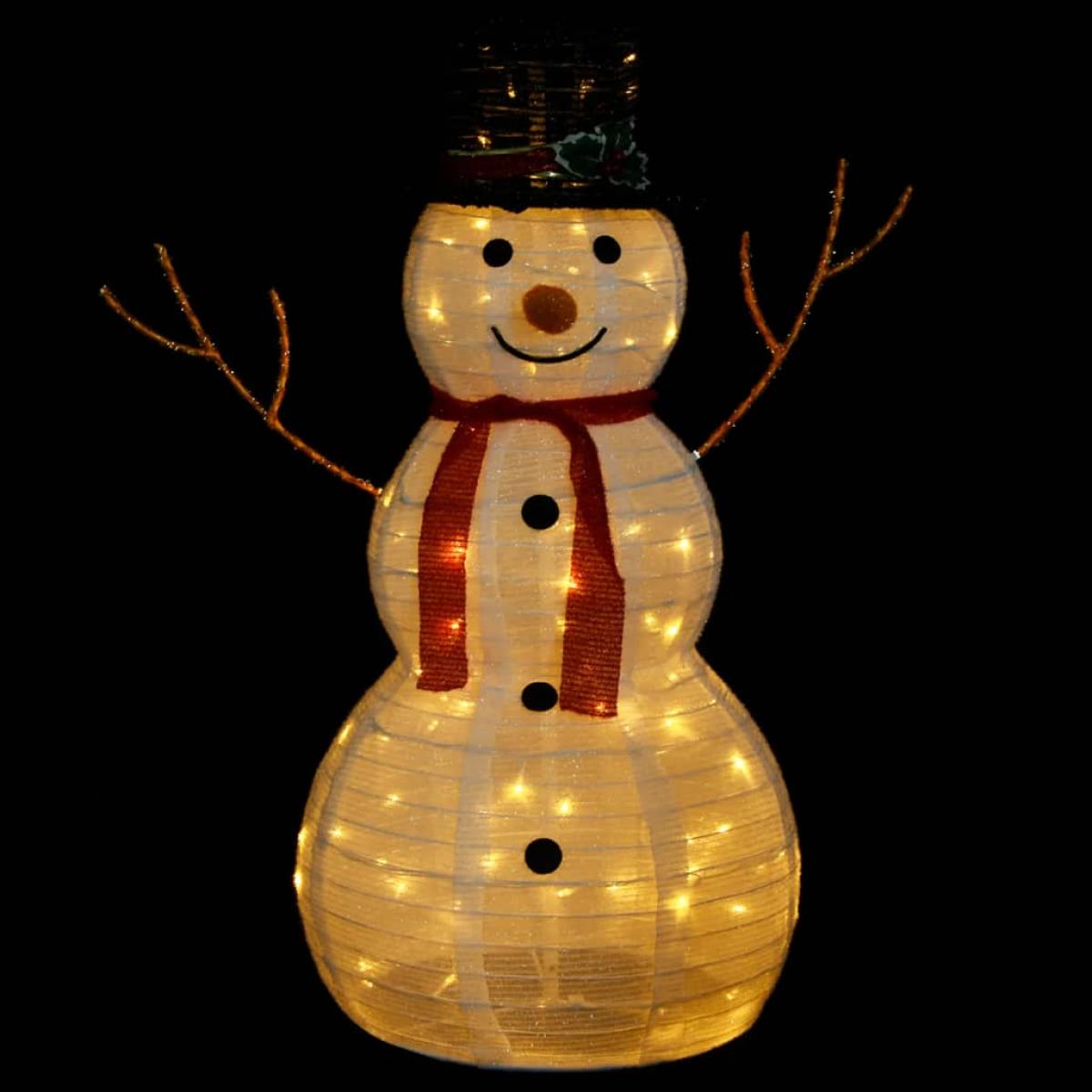 Muñeco de nieve navideño decorativo LED tela lujosa 90 cm