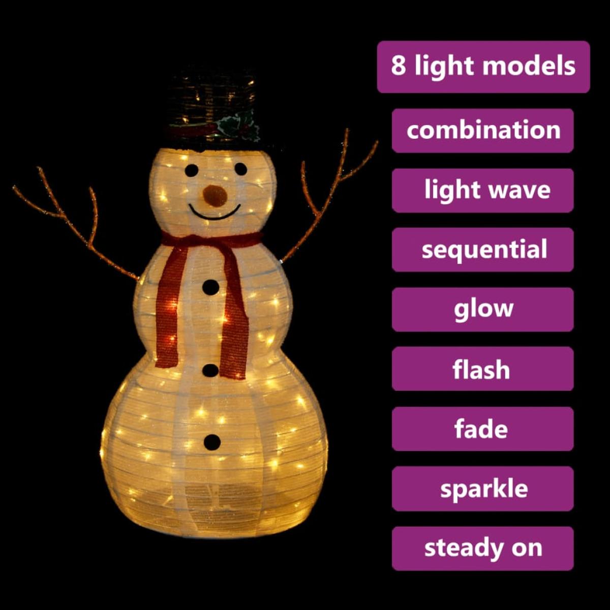 Muñeco de nieve navideño decorativo LED tela lujosa 90 cm