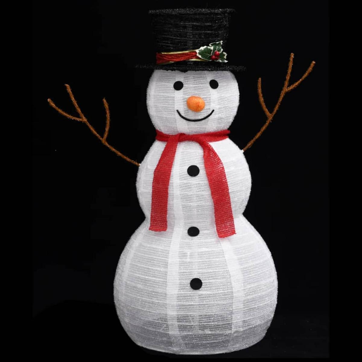 Muñeco de nieve navideño decorativo LED tela lujosa 90 cm