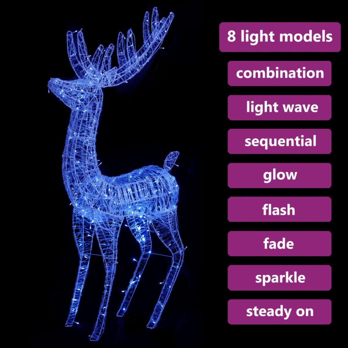 Reno de Navidad 250 LED XXL acrílico azul 180 cm