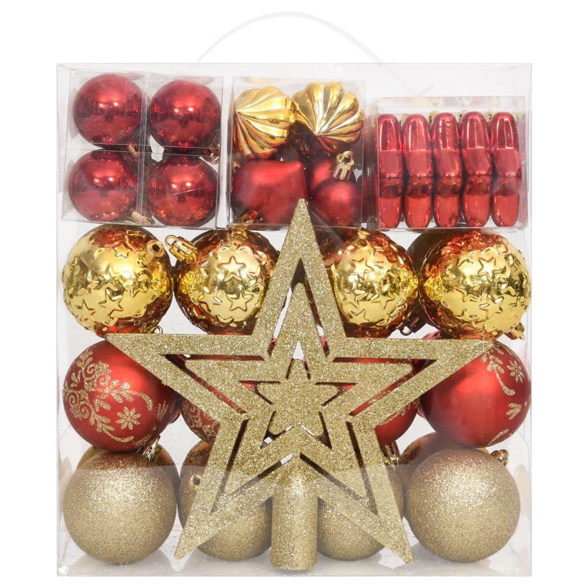 Juego de adornos de navidad de 70 piezas dorado y rojo