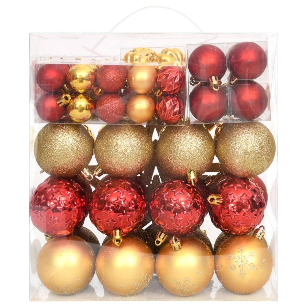 Juego de adornos de navidad de 70 piezas dorado y rojo