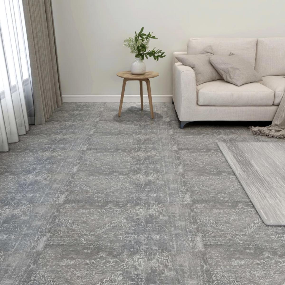 Tarimas de suelo autoadhesiva 20 uds PVC 1,86 m² gris cemento