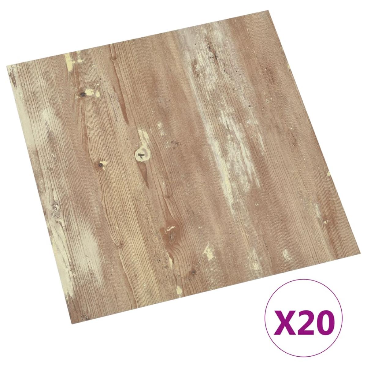 Tarimas de suelo autoadhesivas 20 unidades PVC 1,86 m² marrón
