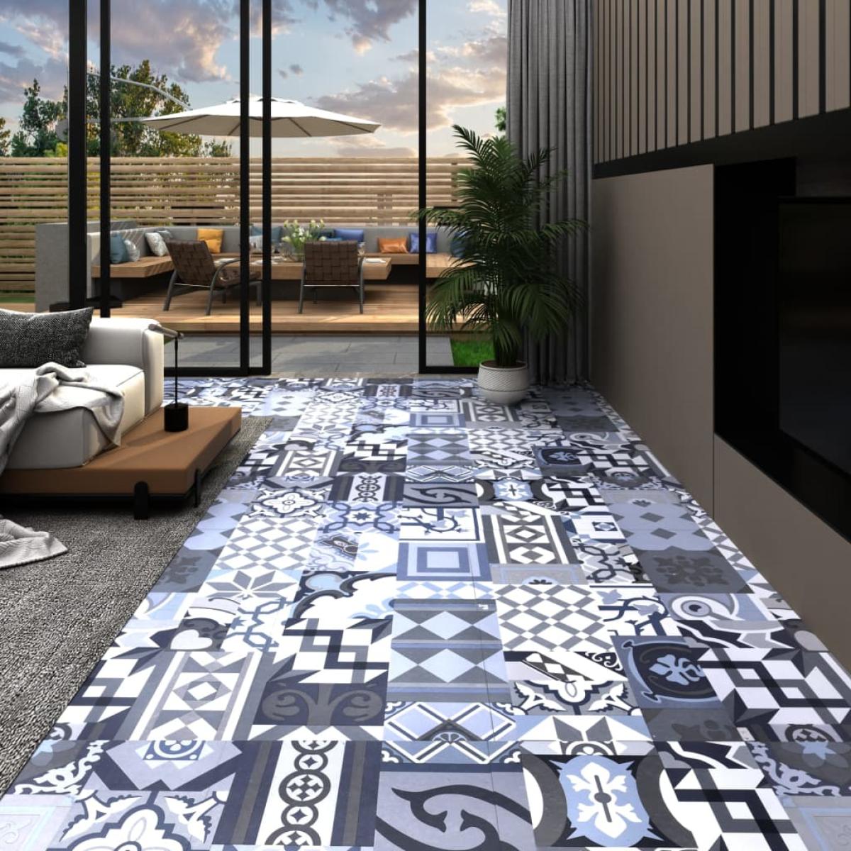 Tarimas autoadhesivas 20 uds PVC 1,86 m² estampado coloreado