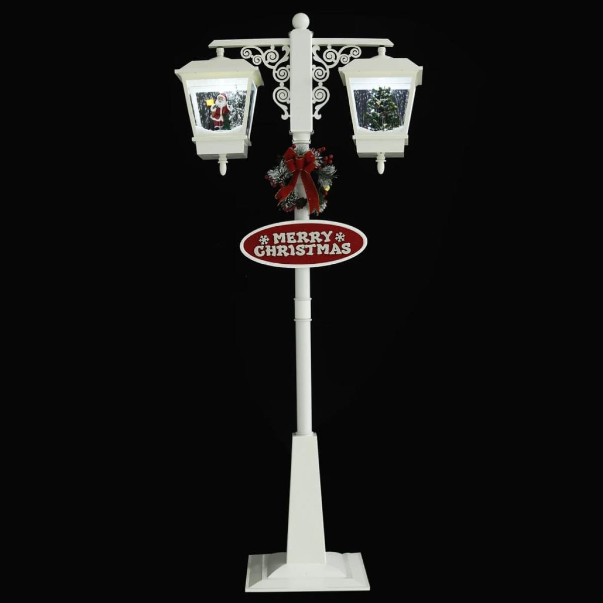Farola de Navidad con Papá Noel PVC blanco y rojo 81x40x188 cm