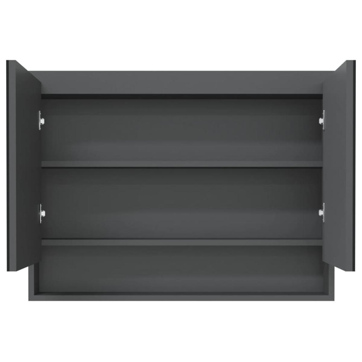 Armario de espejo de baño MDF gris 80x15x60 cm