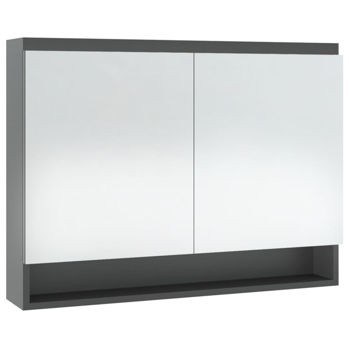 Armario de espejo de baño MDF gris 80x15x60 cm