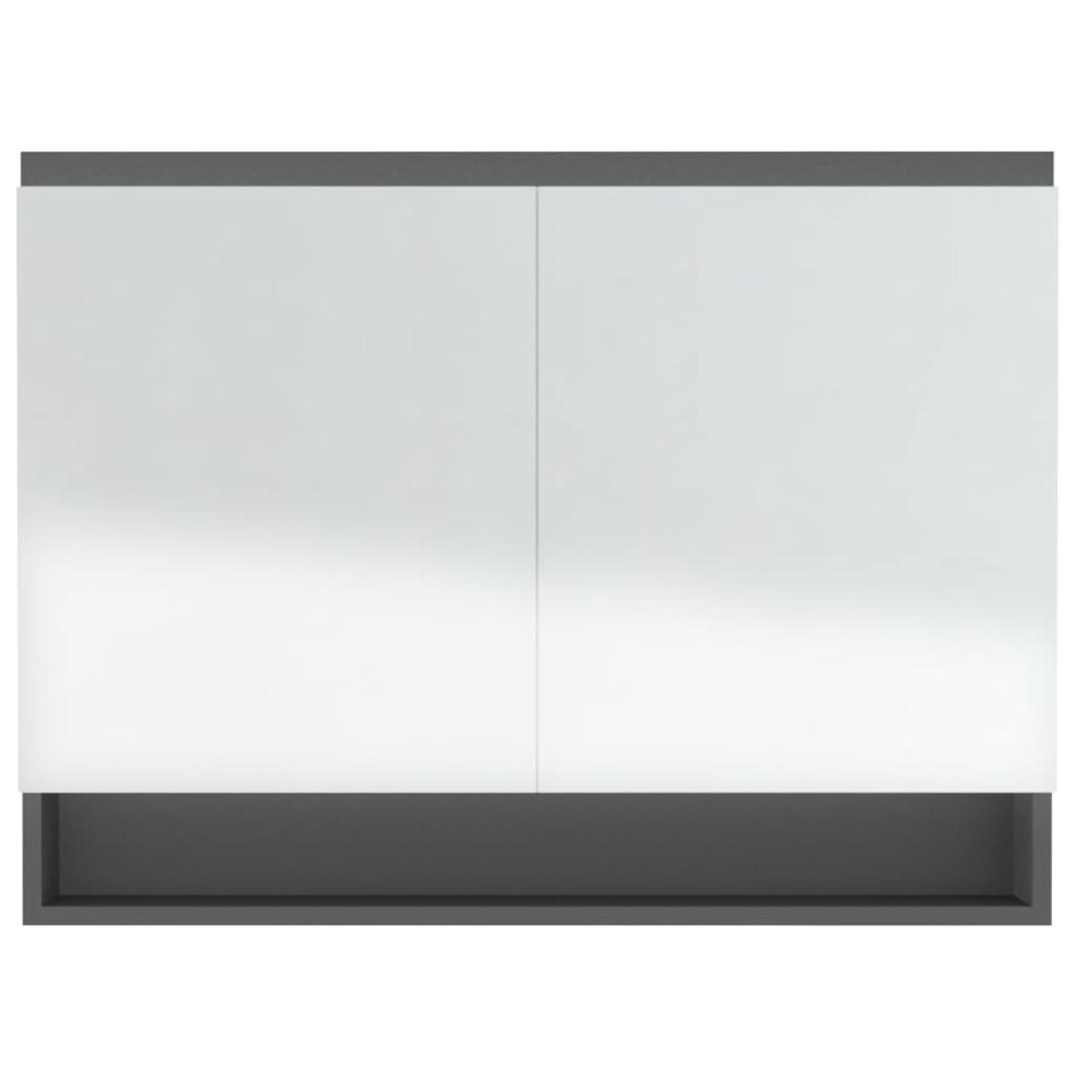 Armario de espejo de baño MDF gris 80x15x60 cm