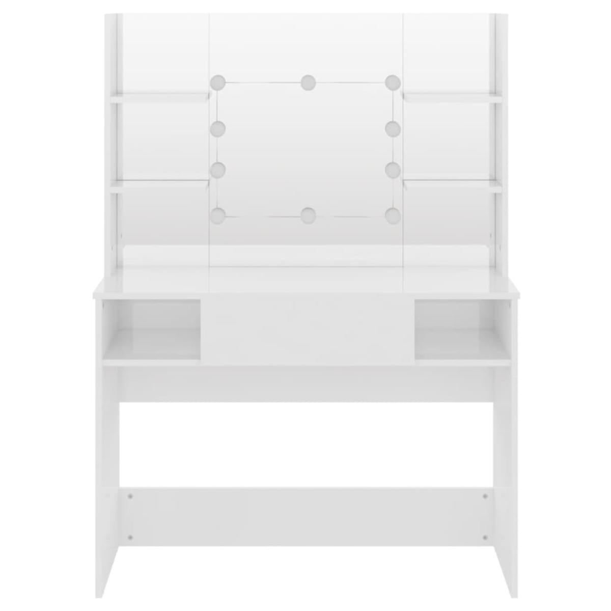 Tocador con luces LED MDF blanco brillo 100x40x135 cm