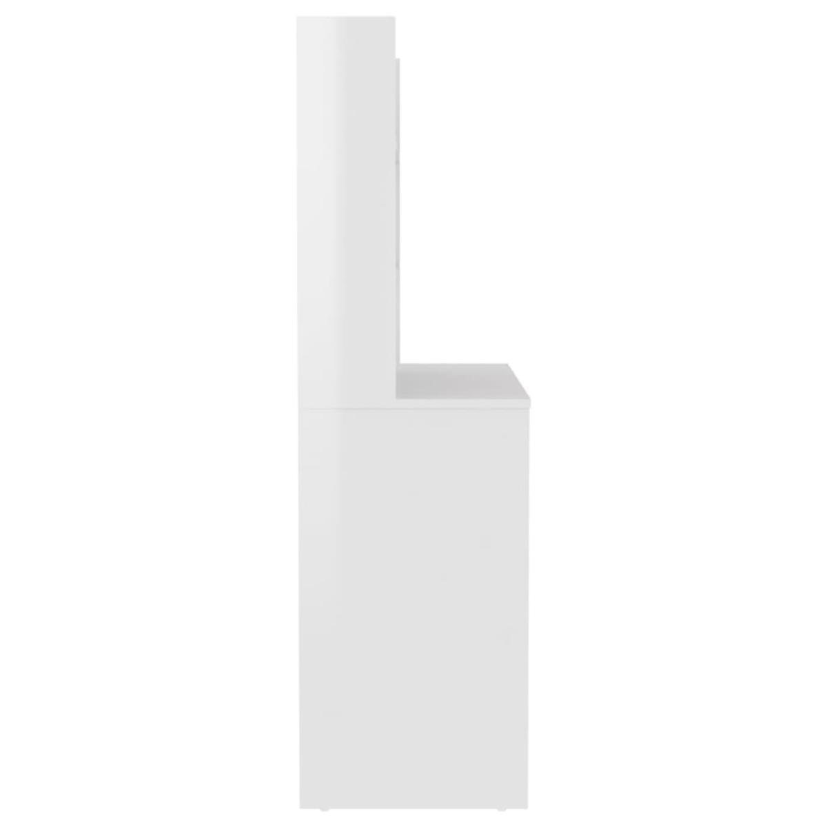 Tocador con luces LED MDF blanco brillo 100x40x135 cm