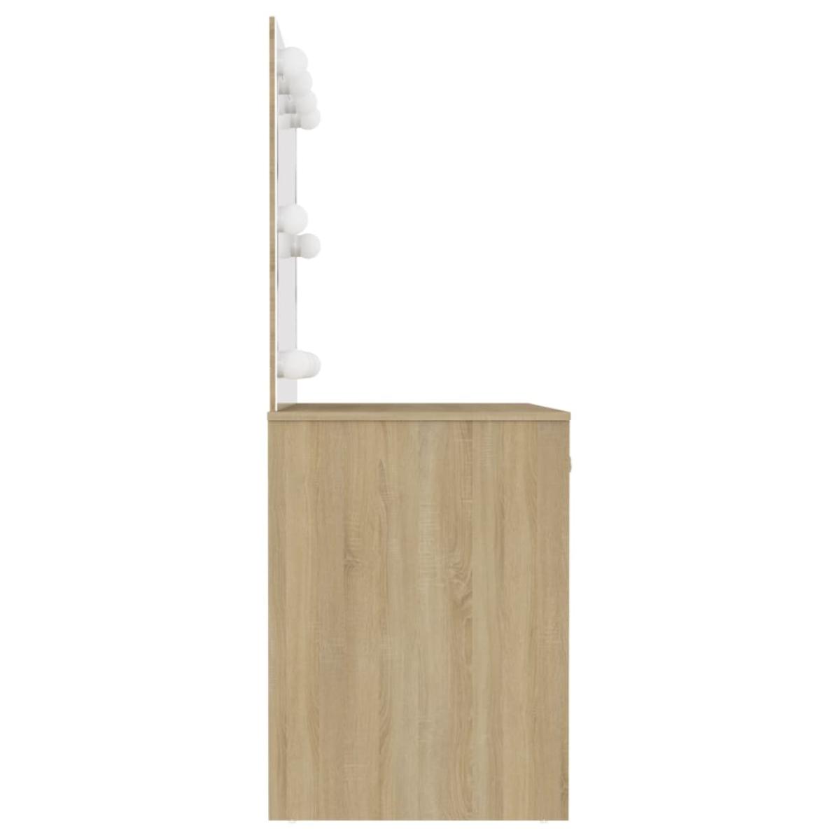 Tocador de maquillaje con luces LED MDF roble 110x55x145 cm