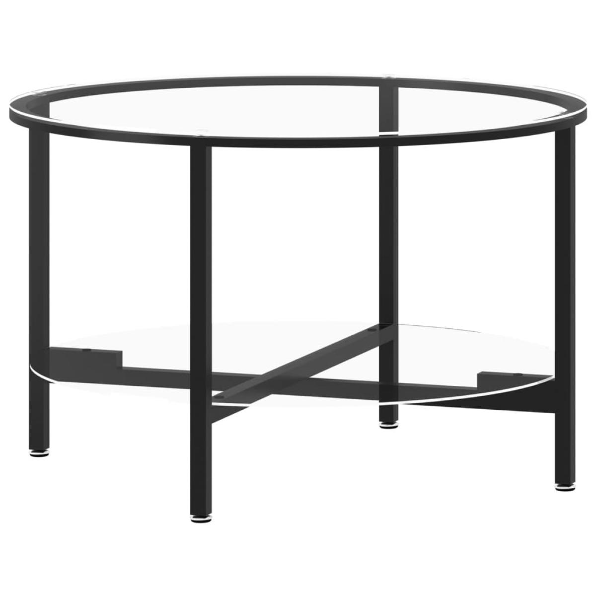 Mesa de centro vidrio templado negro y transparente 70 cm