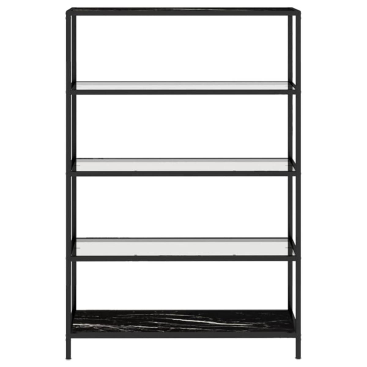 Estantería vidrio transparente y negro mármol 100x36x168 cm